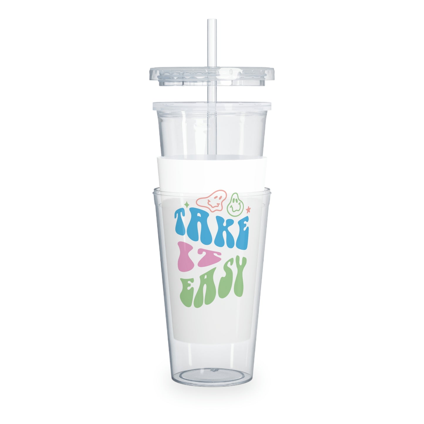 "Take it easy" Plastic Tumbler with Straw