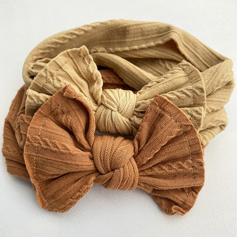 5Pcs - Cable Knit Headband Bows For Newborn-Toddler