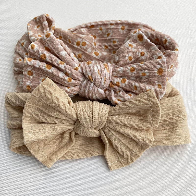 5Pcs - Cable Knit Headband Bows For Newborn-Toddler