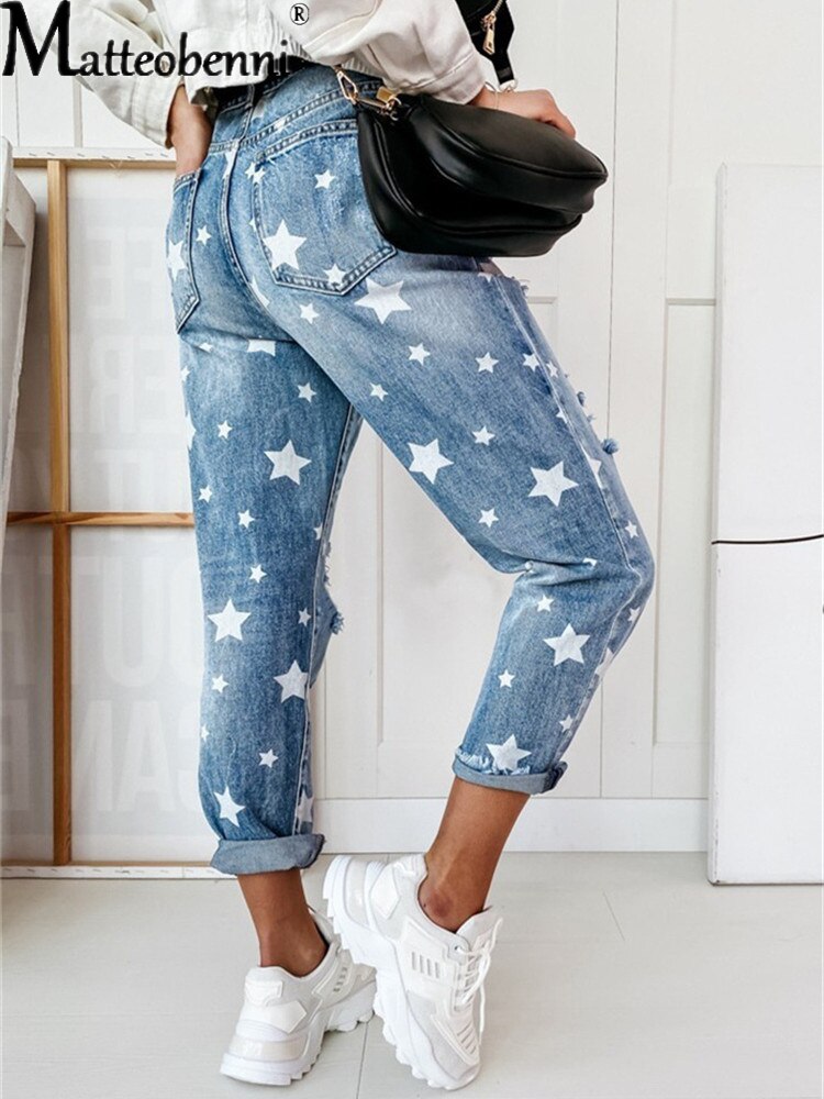 "Starry Nights" - Ripped Boyfriend Jeans