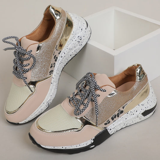 "Uptown Runner" Blush and Printed Sneaker