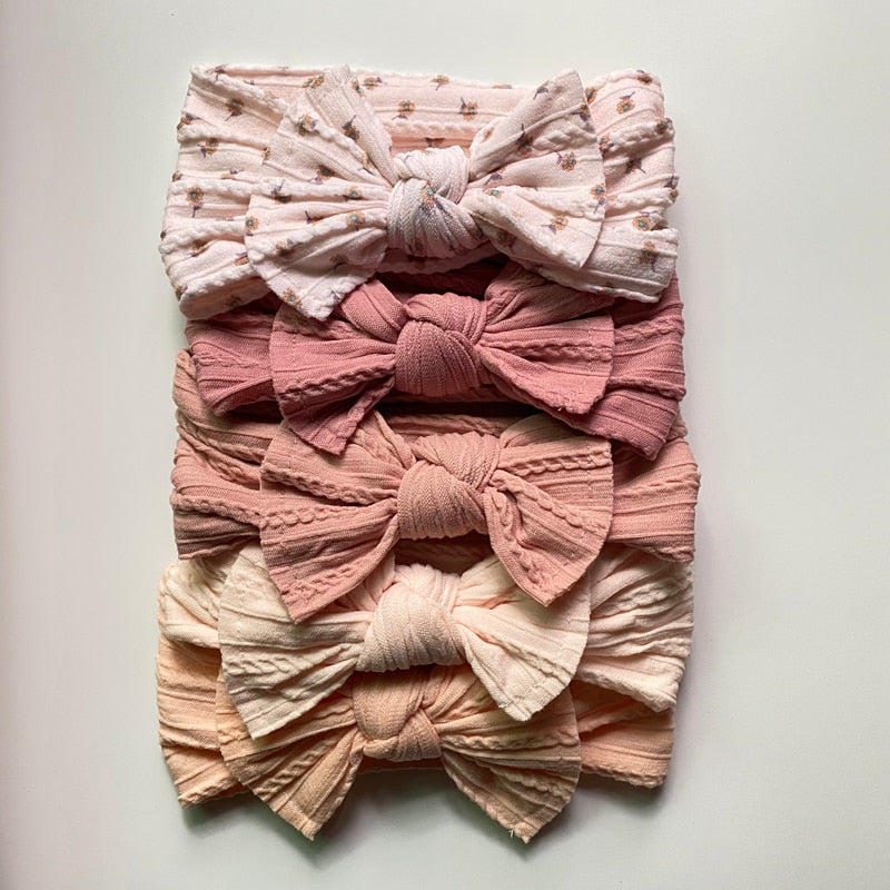 5Pcs - Cable Knit Headband Bows For Newborn-Toddler