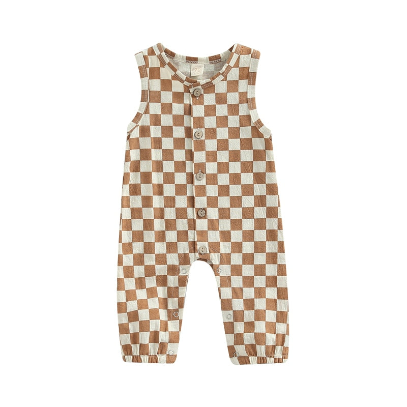 "SKATER" Checkered Jumpsuit Button up