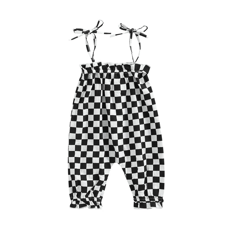 "SKATER" Checkered Jumpsuit Scrunchy Top