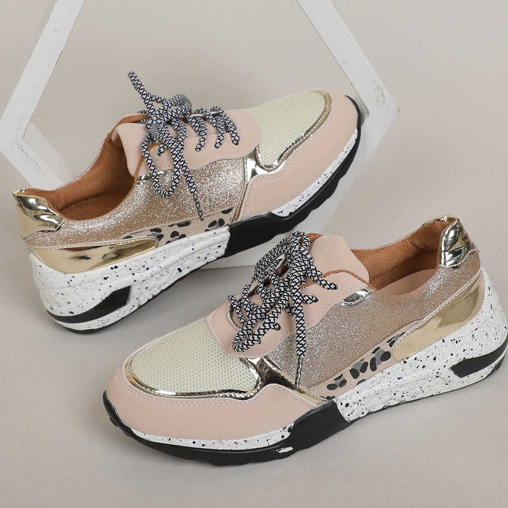 "Uptown Runner" Blush and Printed Sneaker