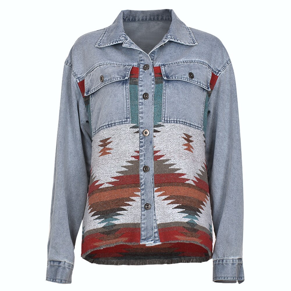 "Western Baddie" Printed Denim Jacket