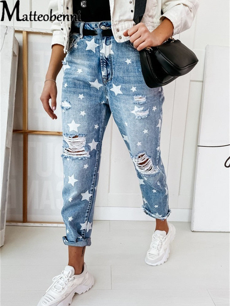 "Starry Nights" - Ripped Boyfriend Jeans