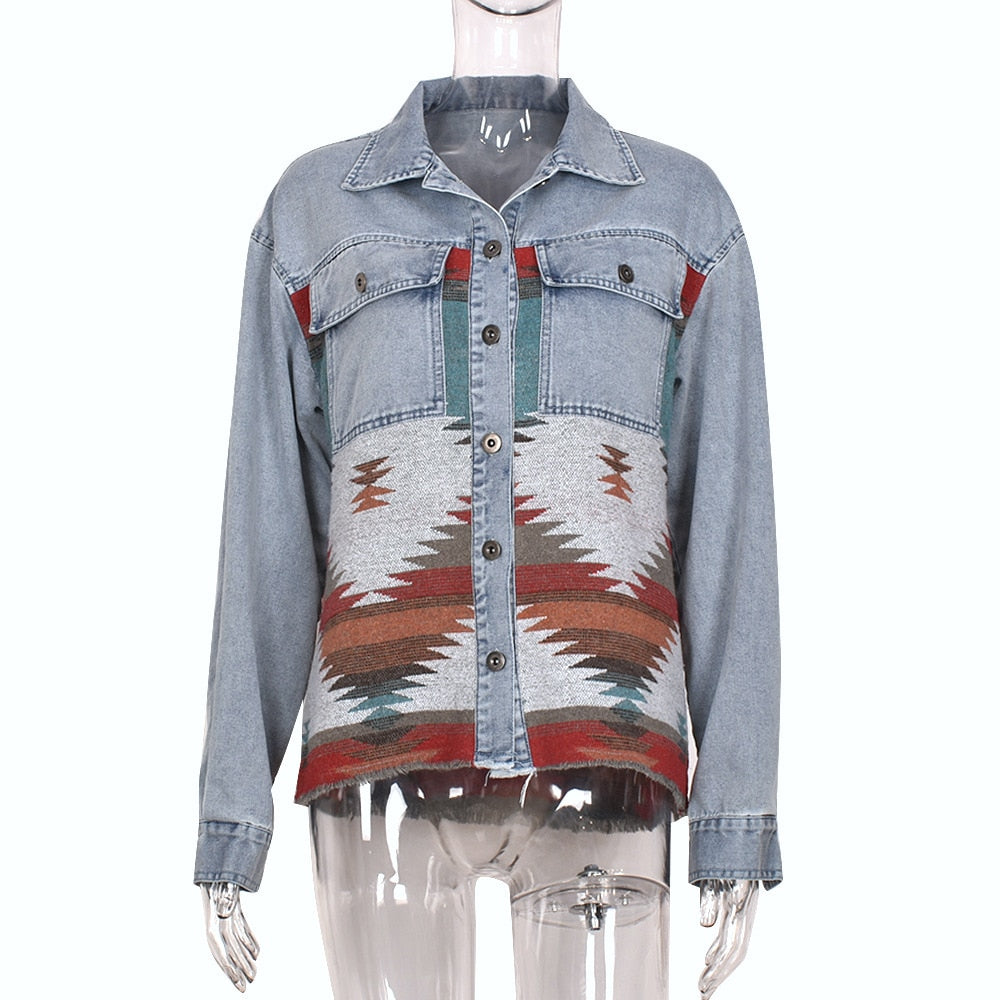 "Western Baddie" Printed Denim Jacket