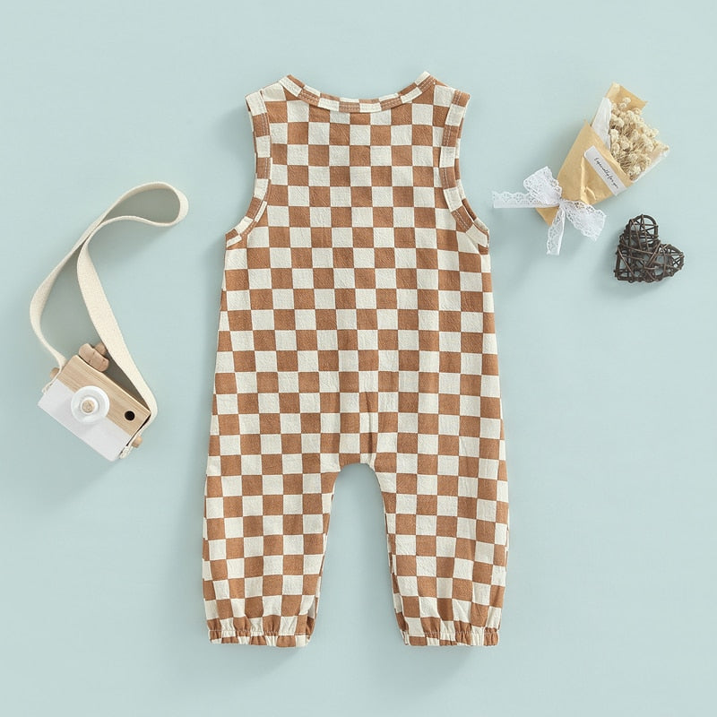 "SKATER" Checkered Jumpsuit Button up