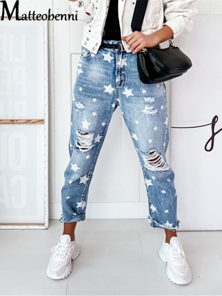 "Starry Nights" - Ripped Boyfriend Jeans