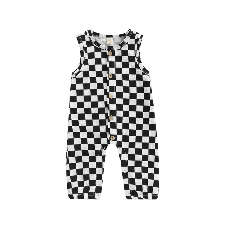 "SKATER" Checkered Jumpsuit Button up