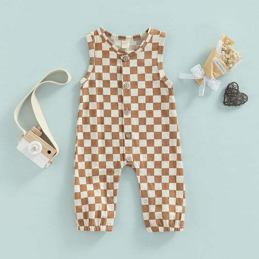 "SKATER" Checkered Jumpsuit Button up